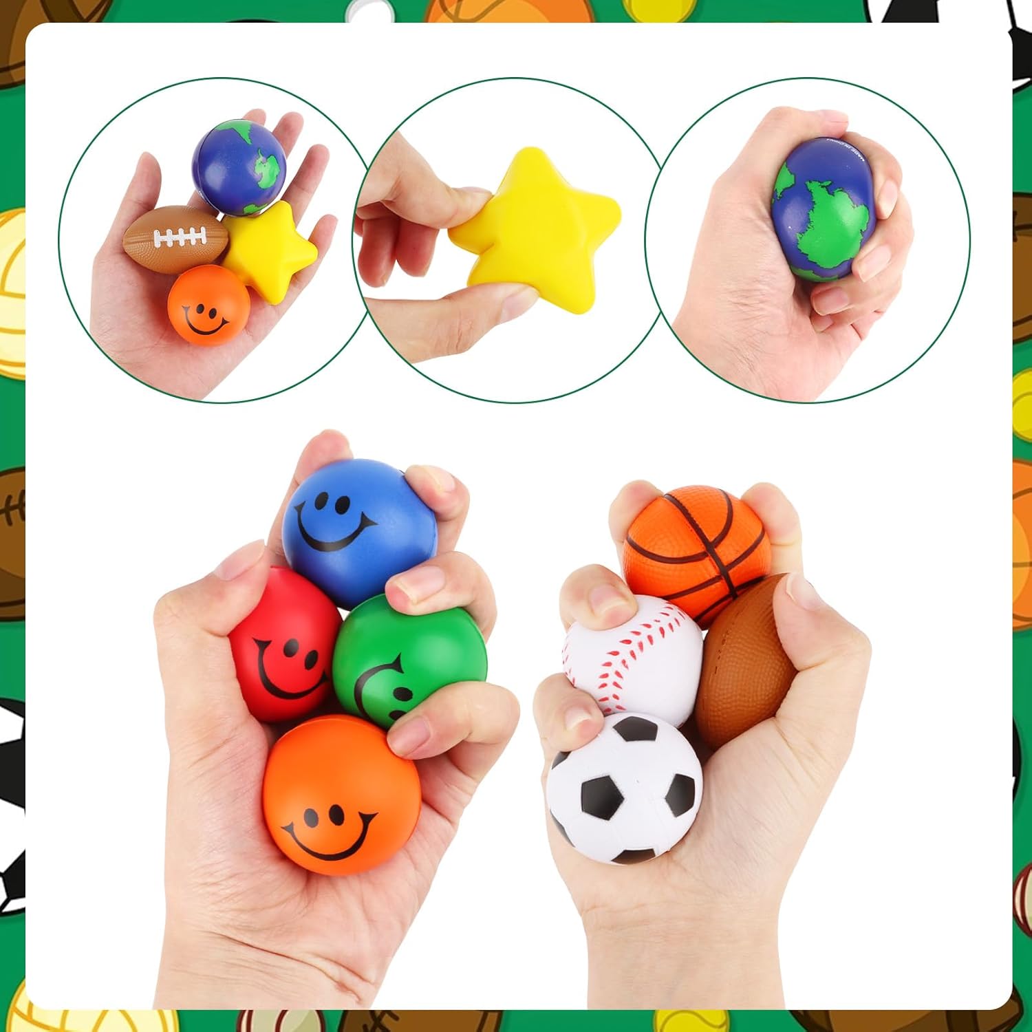 Hxezoc 20 Pieces Mini Assorted Stress Balls Bulk Foam Balls Small Squeeze Anxiety Toy Ball for Kids Birthday Party, School Reward Carnival Prizes Party Favors Hand Exercise Supplies