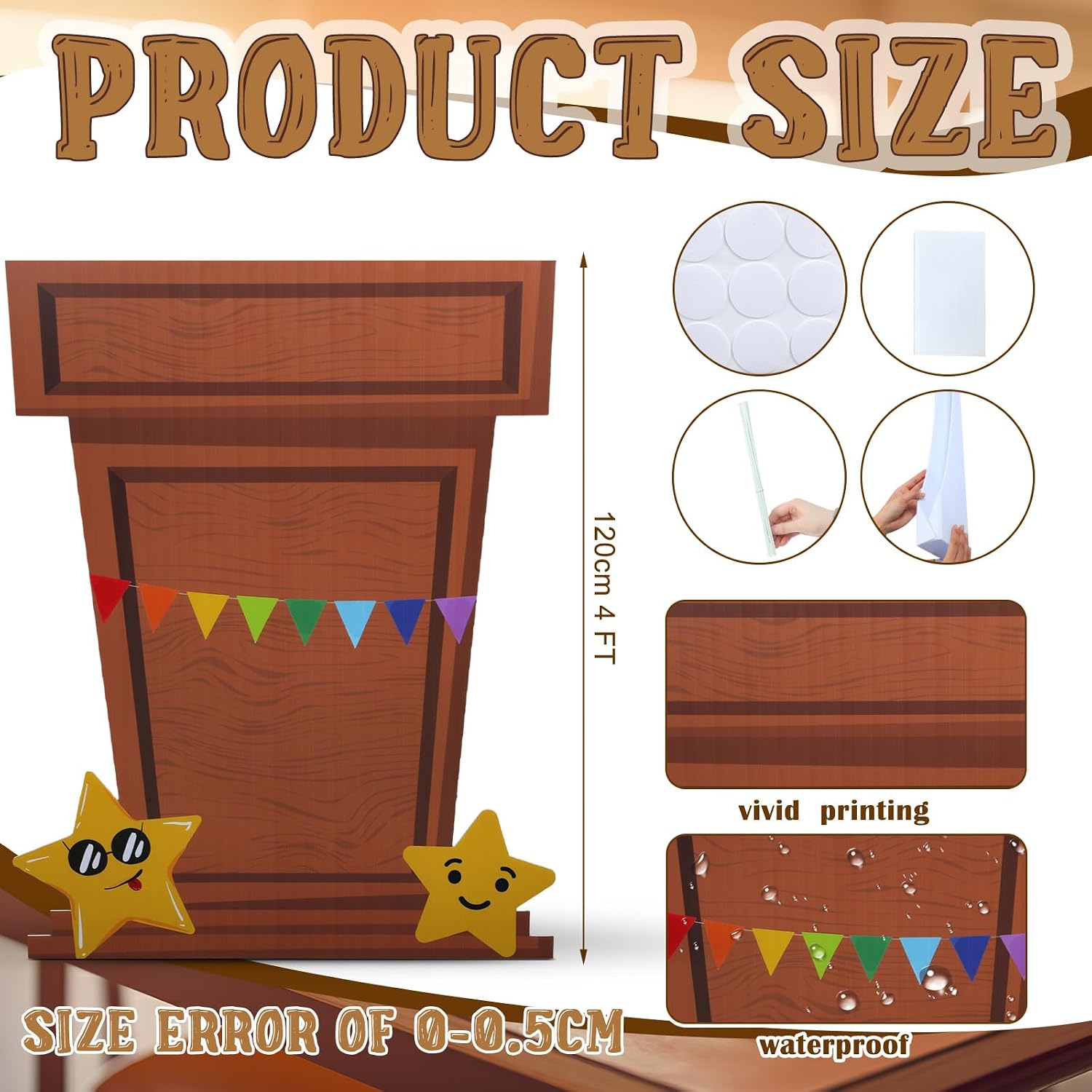 Thyle 4 Feet Podium Cardboard Stand-up Cutout Life-Size Back to School Party Decoration Colorful Podium with Star Backdrop Photo Props Standup for School Classroom Activities Supplies