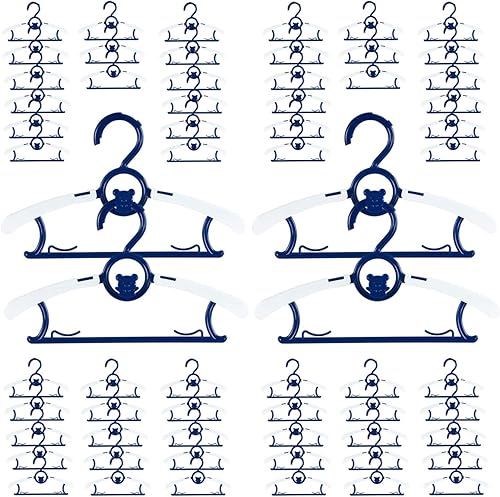 Perchas para Bebé para Armario de Guardería Paquete de 60 Perchas de Plástico para Ropa de Niños que Ahorran Espacio Antideslizantes Extensibles