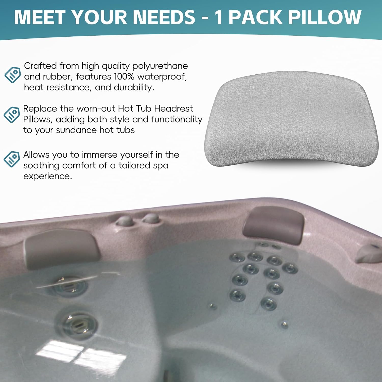 Sunluway 6455-445 Hot Tub Headrest Pillow with Suction Cup for 1998-2000 Sundance Spas All Models Fits Altamar, Calypso, Cameo, Capri, Marin & More, Chevron Spa Pillows Replacement