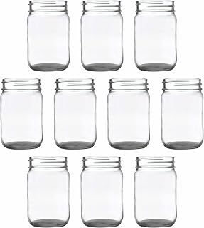 DISCOUNT PROMOS Decorating Mason Jars 12 oz. Set of 10, Bulk Pack - Glass Jars for Overnight Oats, Candies, Fruits, Pickles, Spices, Beverages - Black