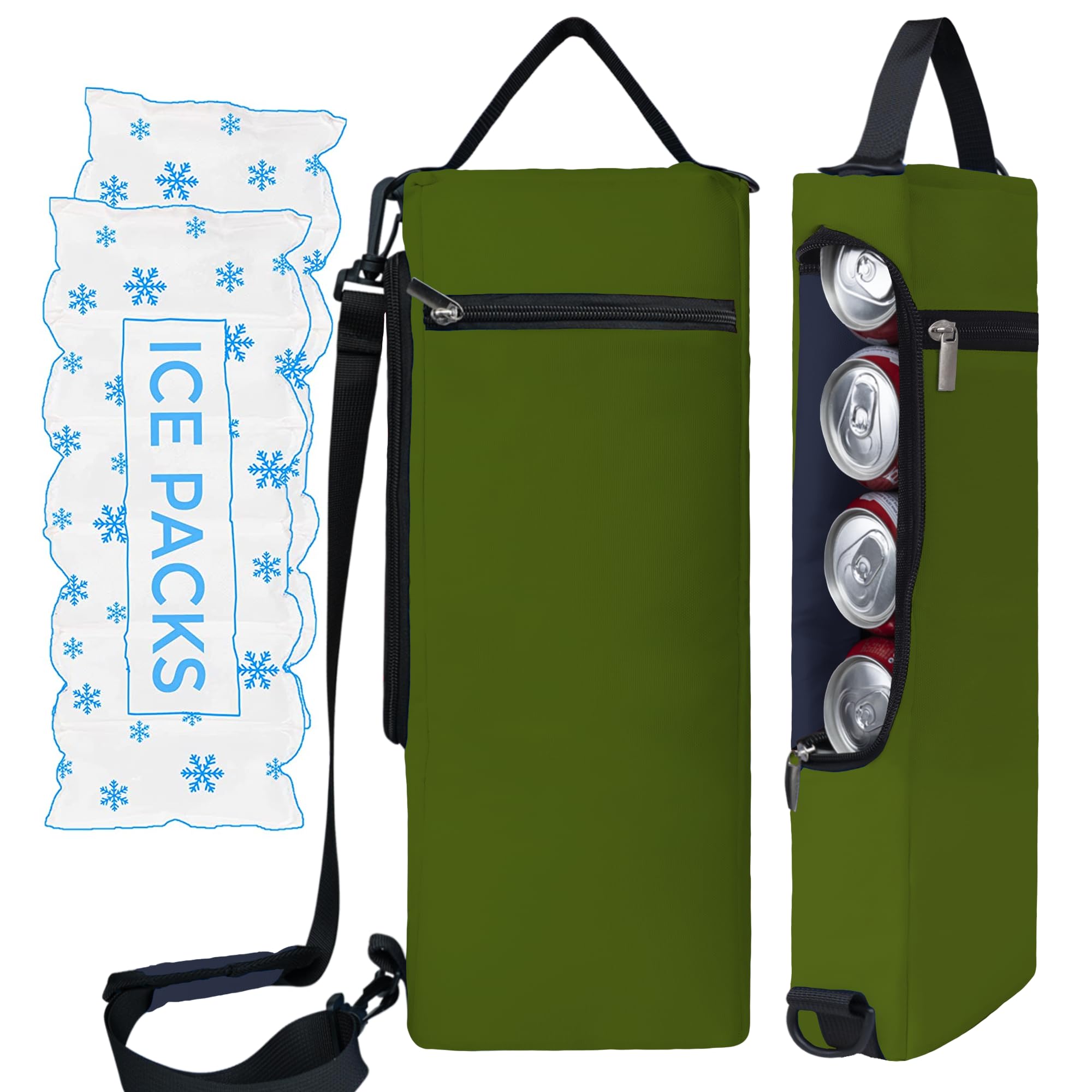 Golf Cooler Bag Plus Ice Pack Soft Sided Insulated Cooler Bag- Holds 6 Pack of Cans or 2 Wine Bottles - Grey Camo Golf Beer Sleeve Black Fits