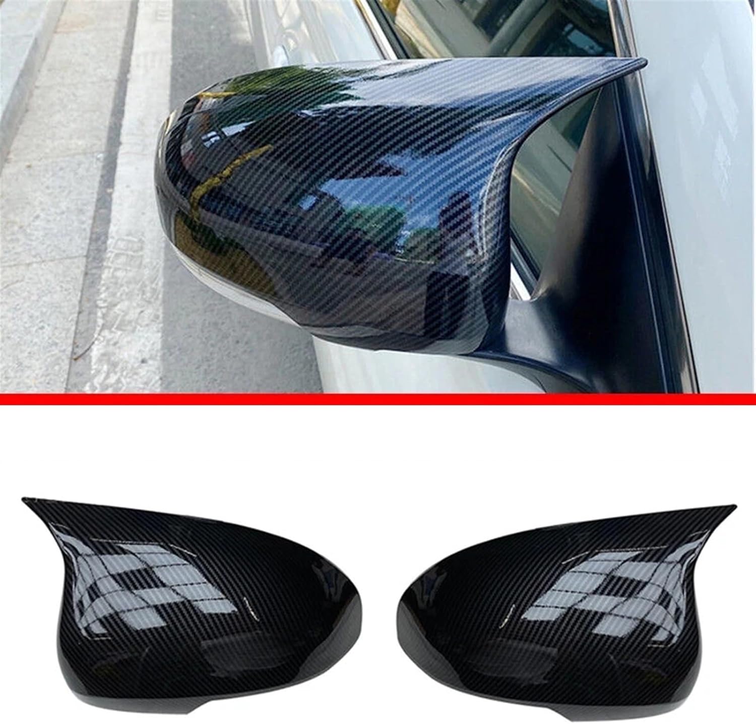 Kiyah Compatible for Mark X Reiz 2010-2017 Rearview Side Mirror Cover Wing Cap Exterior Door Rear View Case Trim Carbon Fiber Look Black (Color : Replace Type Carbon)