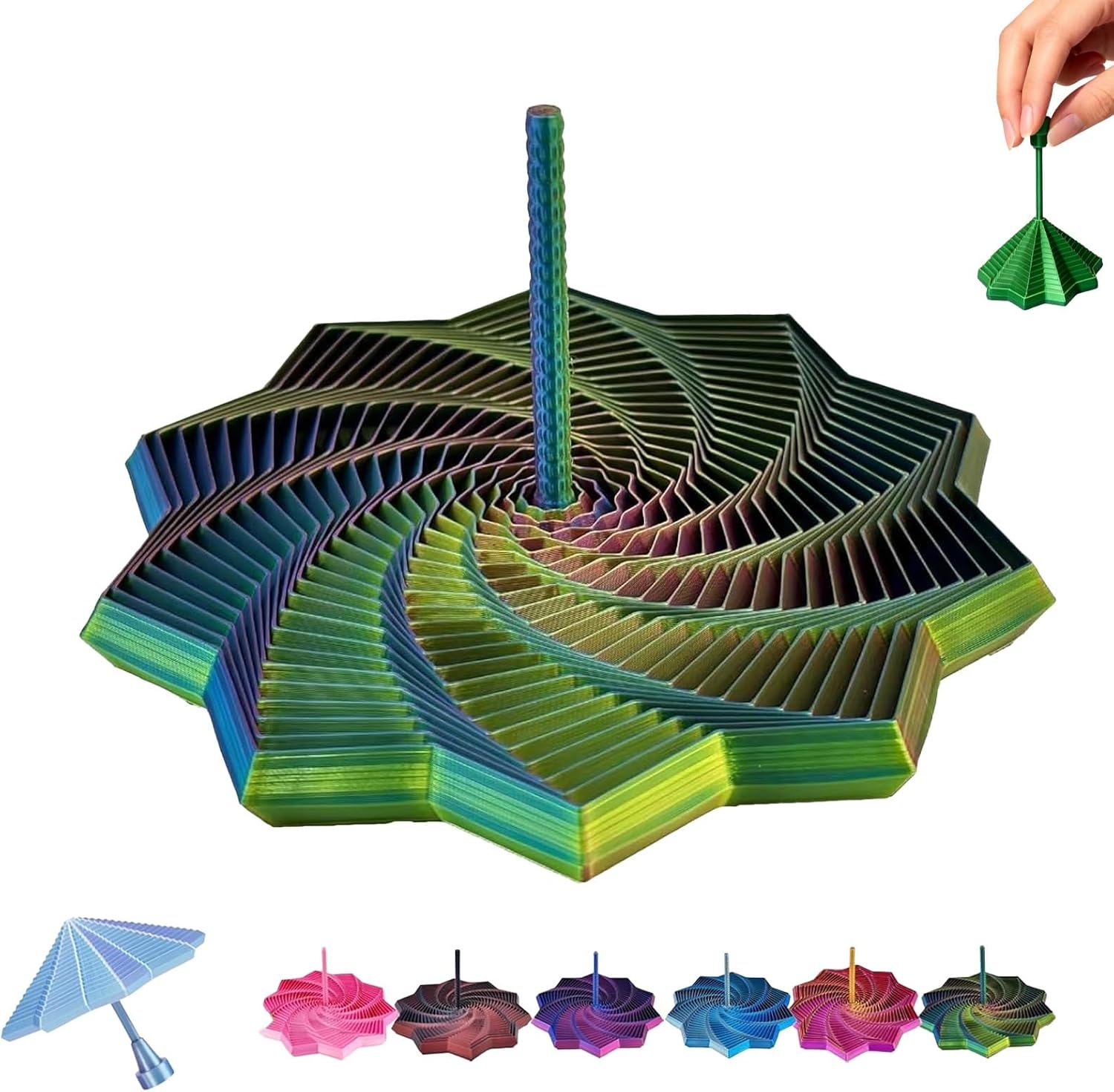 3D Printed Expanded Sensory Fidget Star,Expandable 4.33Inch Fractal Fidget Toys Octagonal with Detachable Handle,Honeycomb Whirling Spiral Design for ADHD & Stress Relief(#e,Large)