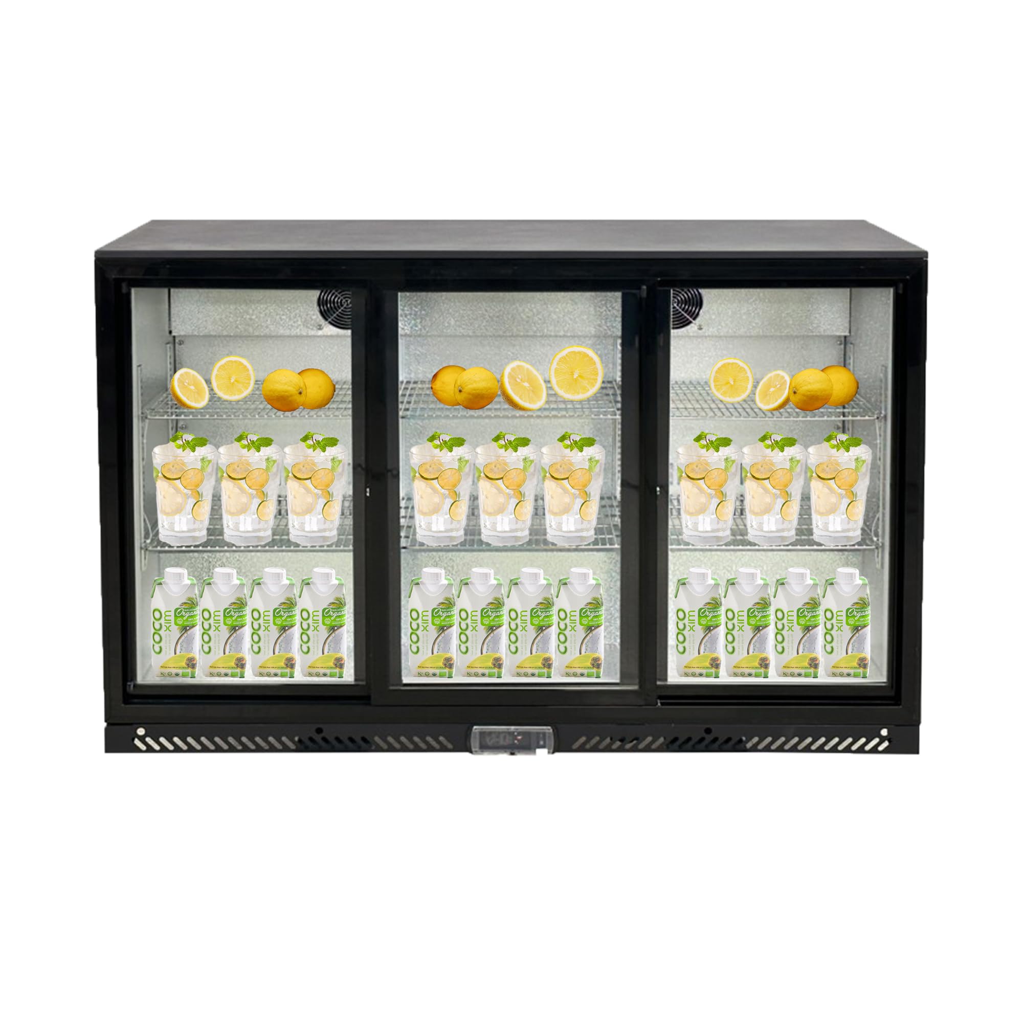 Elite Kitchen Supply Commercial Beverage Back Bar Cooler, ETL Restaurant Upright under counter Stainless Steel 3 Slide Glass Door Display Merchandiser, LED Lighting Refrigerator, 53
