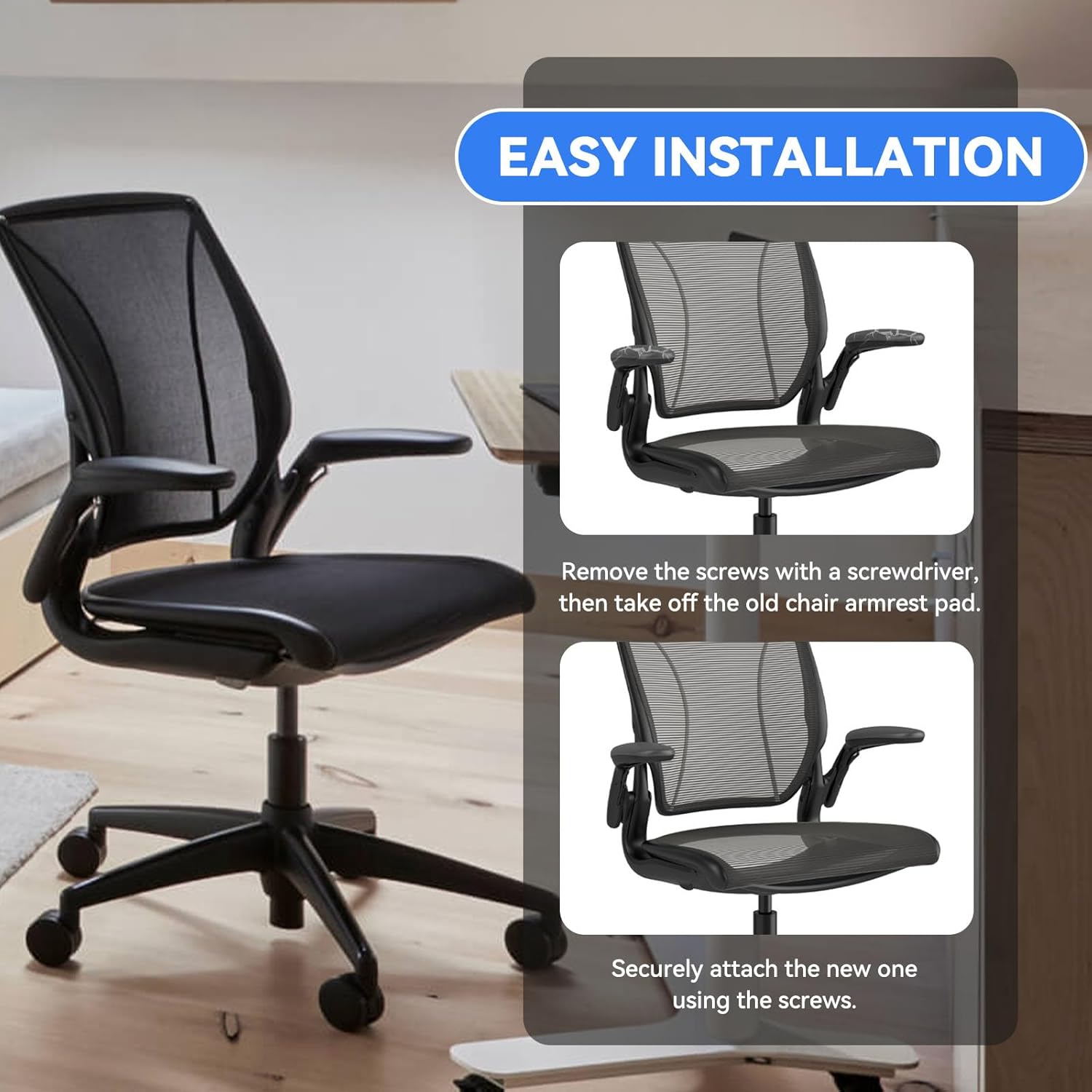 Arm Pads Caps Replacement for Humscale Diffrient World Office Chair, only Compatible with Height Adjustable Arms