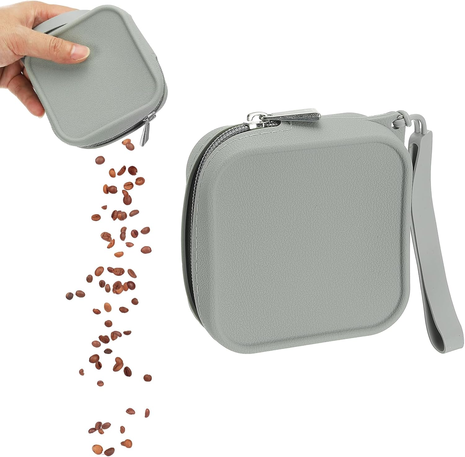 Silicone Dog Treat Pouch, Auto Closure, Pocket Size, Portable Walking Bag for Dog and Cat 4x4 Inch (Gray, 1Pcs), Intended for Pet Travel/Training/Walking