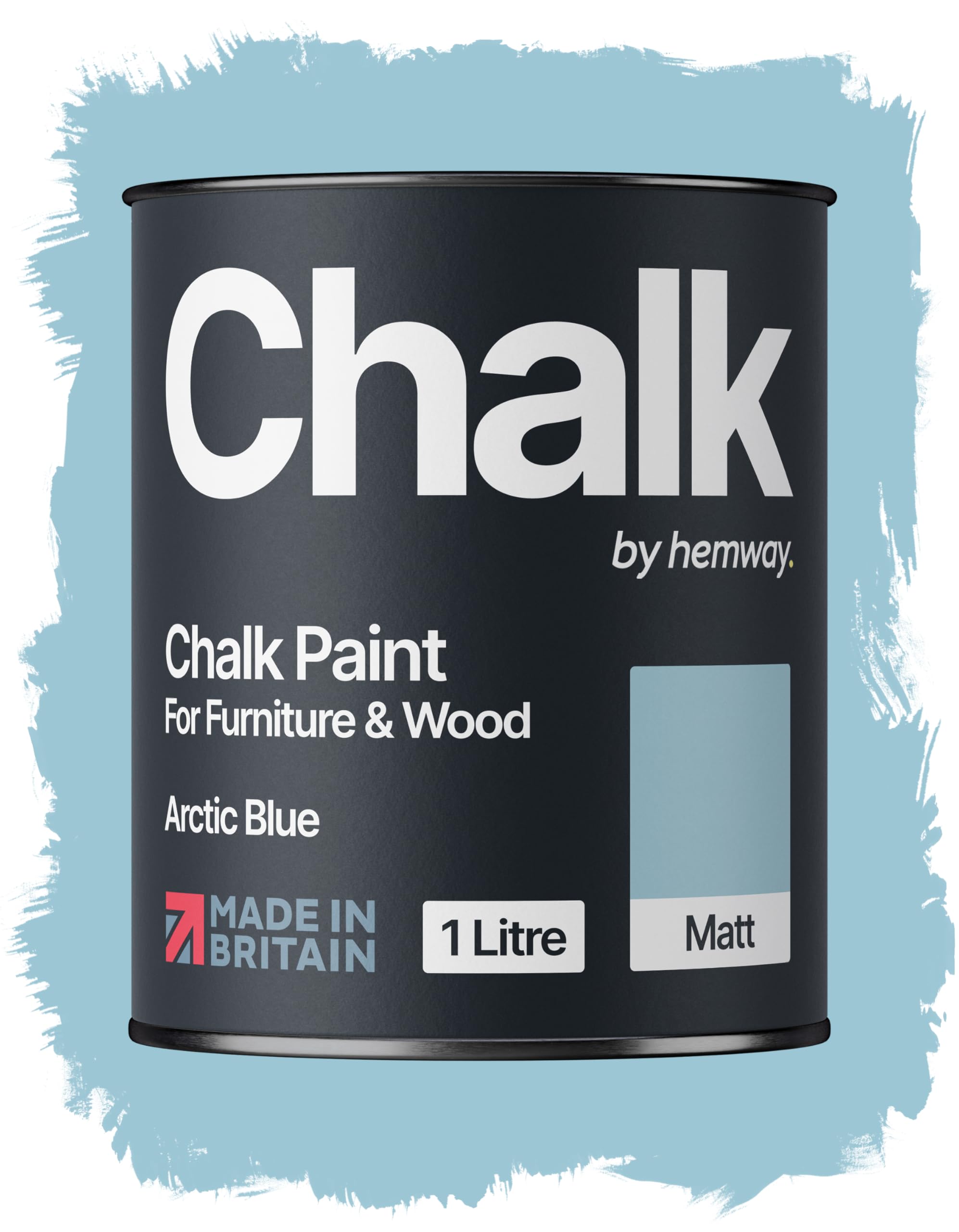 Hemway Chalk Paint Arctic Blue 1L, Furniture Paint, Matt Finish Shabby Chic, Chalk Furniture & Walls, Quick Dry & 1 Coat