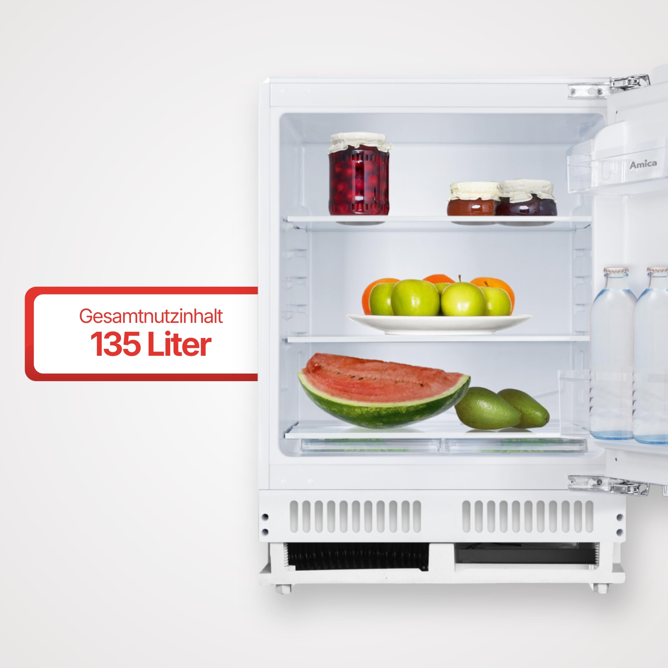 Amica Unterbau Vollraum Kühlschrank für 82 cm Nische Festtür-Technik elektronische Steuerung Inverter Kompressor Tür-Offen-Alarm