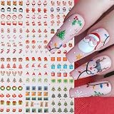Abatare Christmas Nail Art Stickers Cute Water Transfer Nail Stickers Cartoon Christmas Tree Hat...