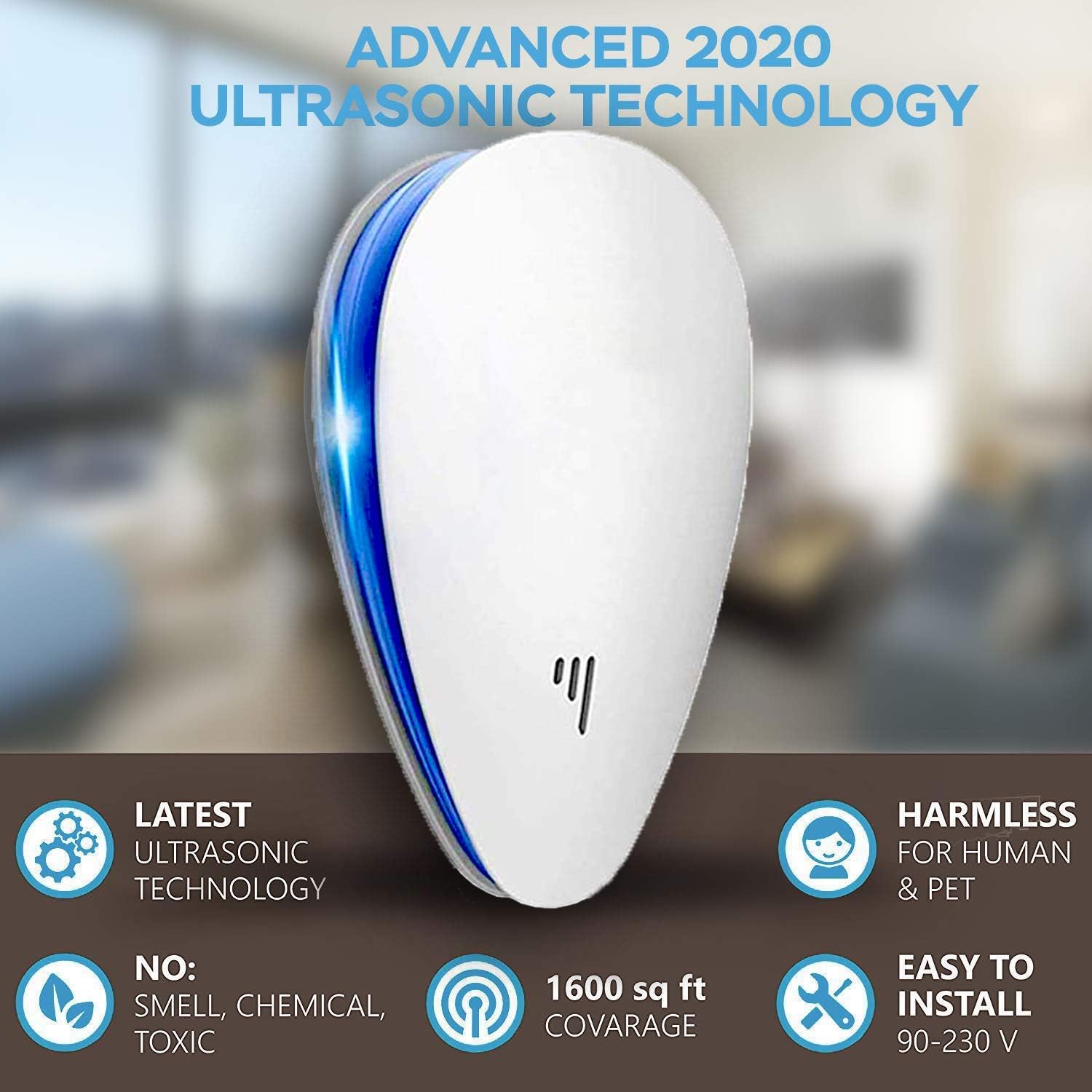 Ultrasonic Pest Repeller(6 Pack), 2021 Pest Control Ultrasonic Repellent, Electronic Repellant - Bug Repellent for Ant, Mosquito, Mice, Spider, Roach, Rat, Flea, Fly