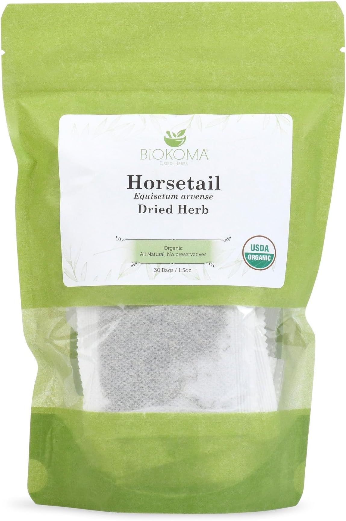Biokoma Pure and Organic Horsetail Dried Leaves 30 Tea Bags 1.5oz in Resealab...