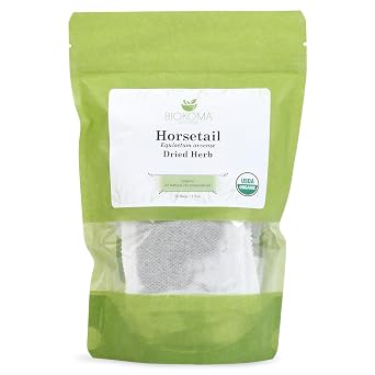 Biokoma Organic Horsetail Dried Herb 30 Tea Bags Shavegrass Equisetum Arvense USDA Organic Herbal Tea Healthy Hair Skin Nails Support Resealable Pouch Pure No Additives Non-GMO Caffeine Free Kosher