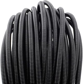ZhiYo 50 FT 1/4” Wire Loom Split Tubing Auto Wire Conduit Flexible Cover | High Temperature Heat Resistant -40F to 257F | Plastic Cover for Electrical Wires & Cables