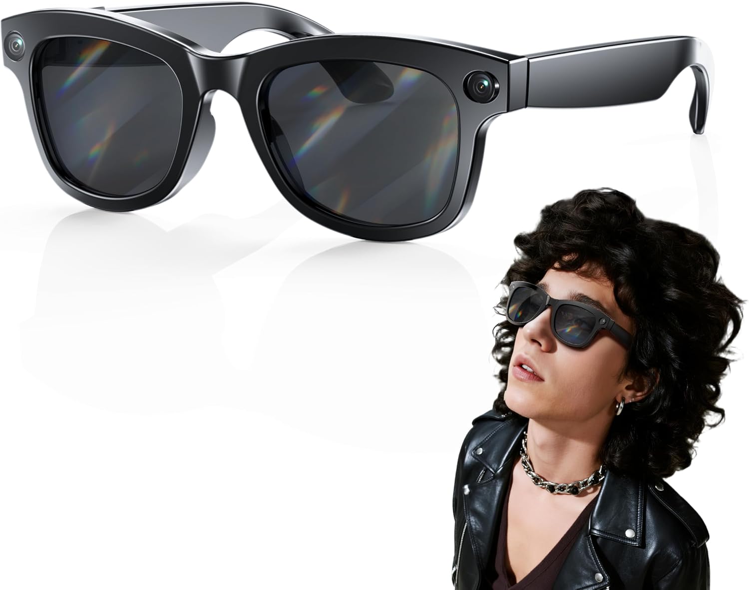AI Smart with HD Camera Glasses for Videos, Hands-Free Vlog Recording,Open-Ear Audio, Ultra-Light Design for Outdoor&Driving,Pet & Kid Moments, Powered by ChatGPT, Midnight Dark