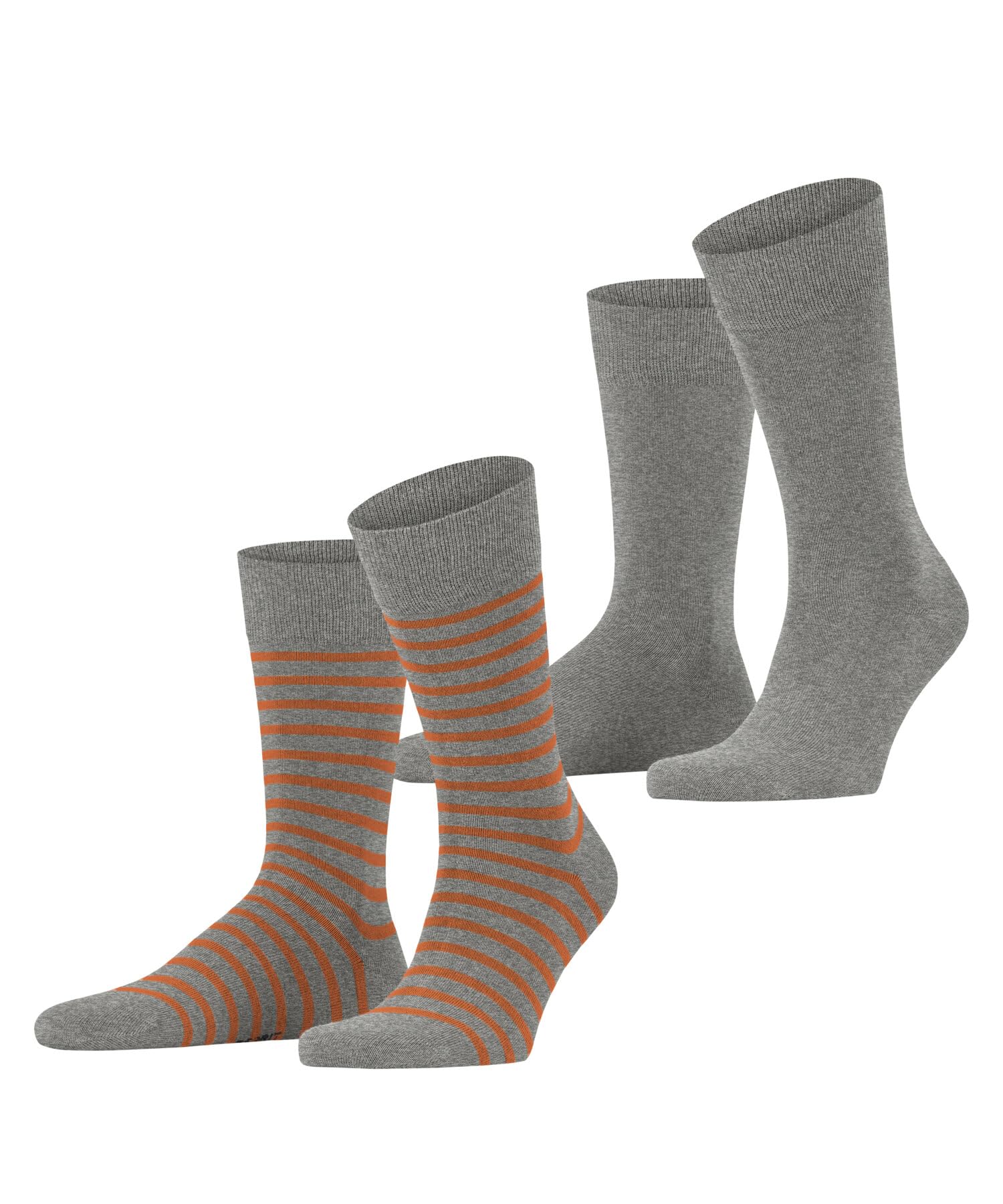 ESPRIT Men's Fine Stripe Multipack M So Cotton Patterned 2 Pairs Socks, Grey Light 3410, 8.5-11