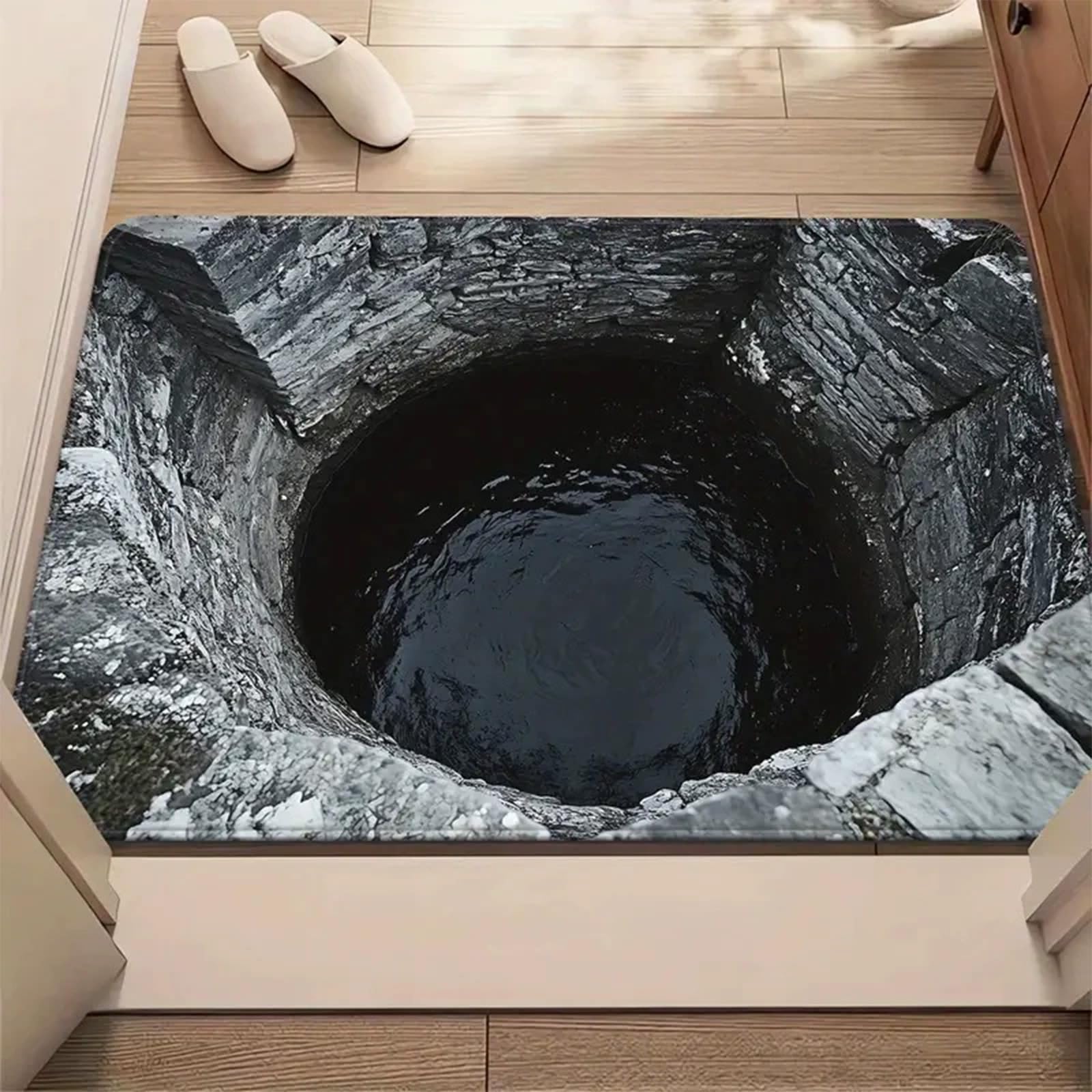 3D Hole Rug, Rugs That Look like a Hole, Trap 3D Rugs Optical Illusion Bottomless Non-slip Doormat, Optical Illusion Rug for Door Entrance, Bathroom, Stairs, Playroom, Living Room (A11,80*120cm)