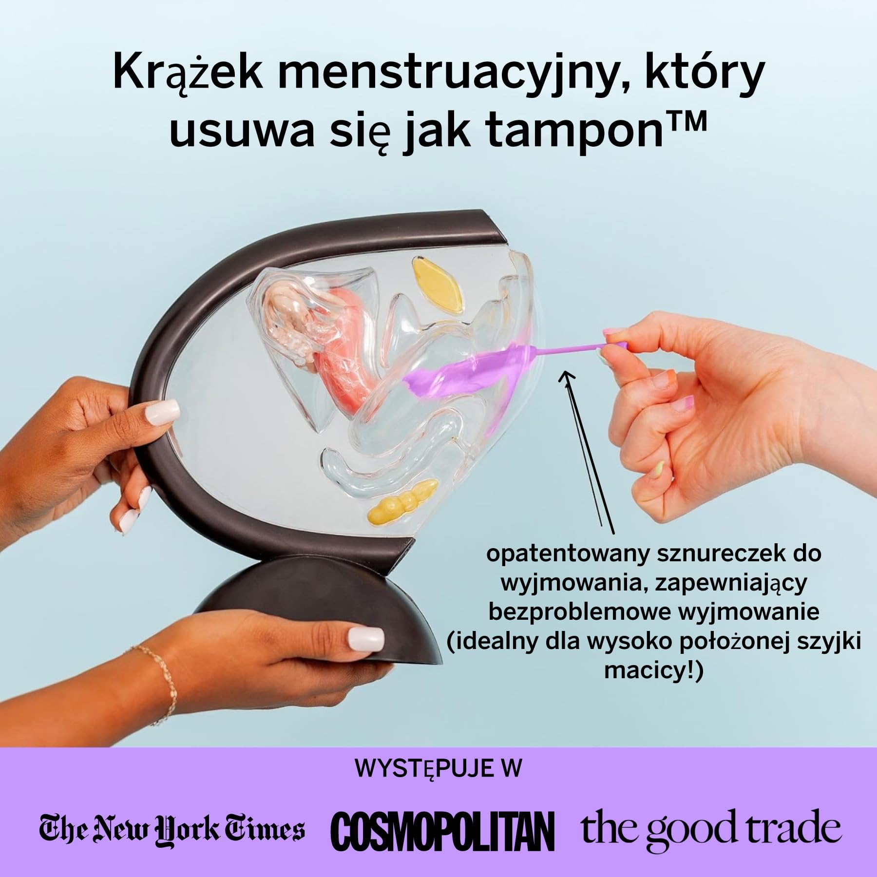 Pixie krążek menstruacyjny – miękki i wielokrotnego użytku – wykonany w 100% z silikonu medycznego – bez metali i substancji szkodliwych – czas noszenia 12 godzin – usuwa jak tampon – rozmiar mały