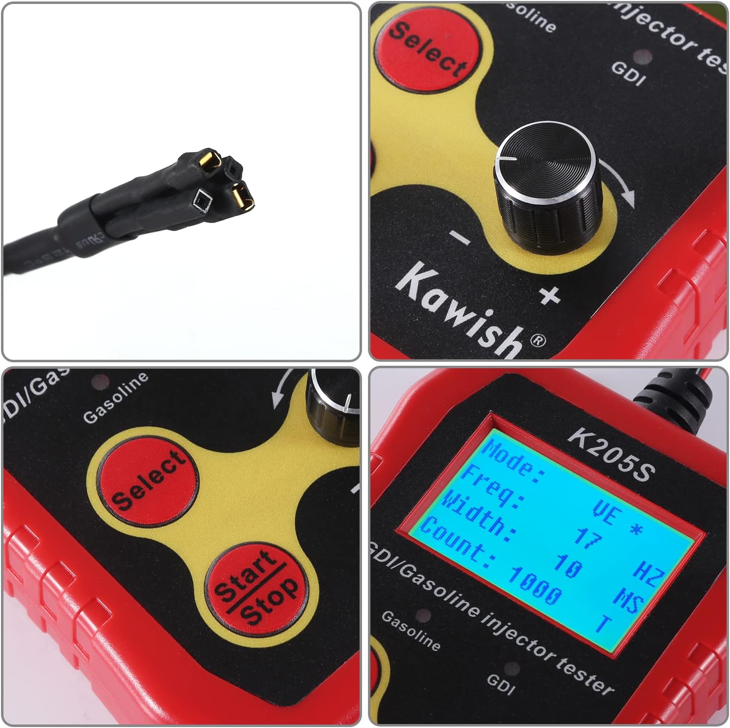 Fuel Injector Tester Kit, Automotive GDI Injector Tester 12V Vehicle Fuel Injector Adapter Cleaner with LCD Display for Car Gasoline Tseter and Cleaning