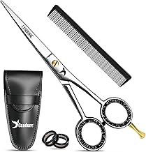 Candure Friseurschere 6,5 Zoll – Professionelle Haarschneideschere mit Kamm & Lederetui für Friseure, Barbier, Männer, Frauen & Kinder – Edelstahl Haarschere für Salon & Zuhause