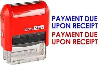 ExcelMark Payment Due Upon Receipt - Self-Inking Two-Color Rubber Office Stamp - Red and Blue Ink