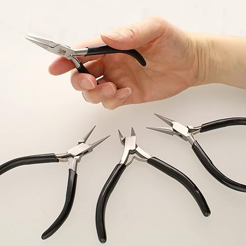 Miniatura 5 de The Beadsmith Juego de alicates de línea delgada puntas extrafinas 45 pulgadas 4 piezas nariz redonda nariz de cadena nariz plana y cortador lateral