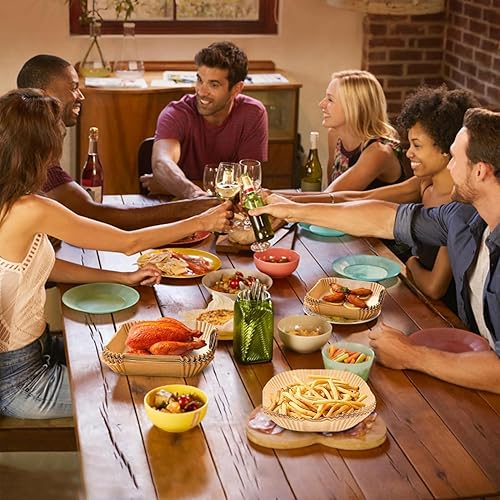 Miniatura 7 de Ctizne Revestimientos desechables para freidora de aire, 200 piezas de papel pergamino redondo de 6.5 pulgadas para hornear asar, antiadherentes a