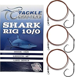 Tackle Crafters Shark Fishing Rig - Circle Hook Pack of 3 - Saltwater Rigs for Shark, Tuna, Grouper