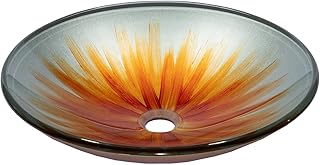 Eden Bath Orange Flower Blossom Large Round Glass Sink Bowl Bathroom Ves...