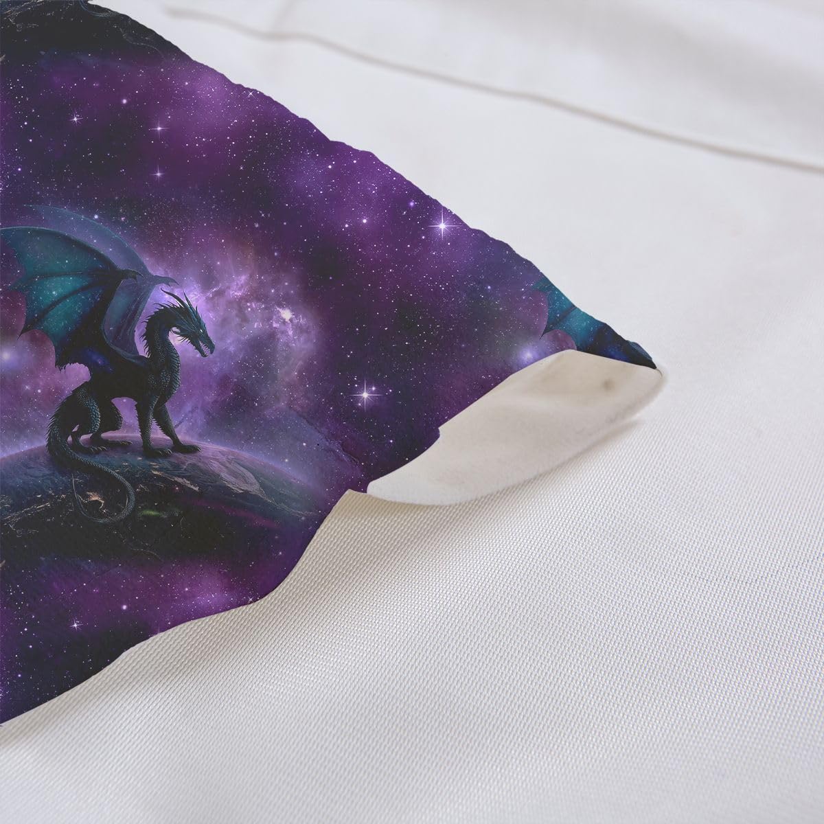 Dragon Valance Curtains, Galaxy Window Curtains, Nebula Star Blackout Valances, Safari Wildlife Blackout Thermal Insulated Window Treatment Valances For Kitchen, Purple Blue, 52" W X 18" L