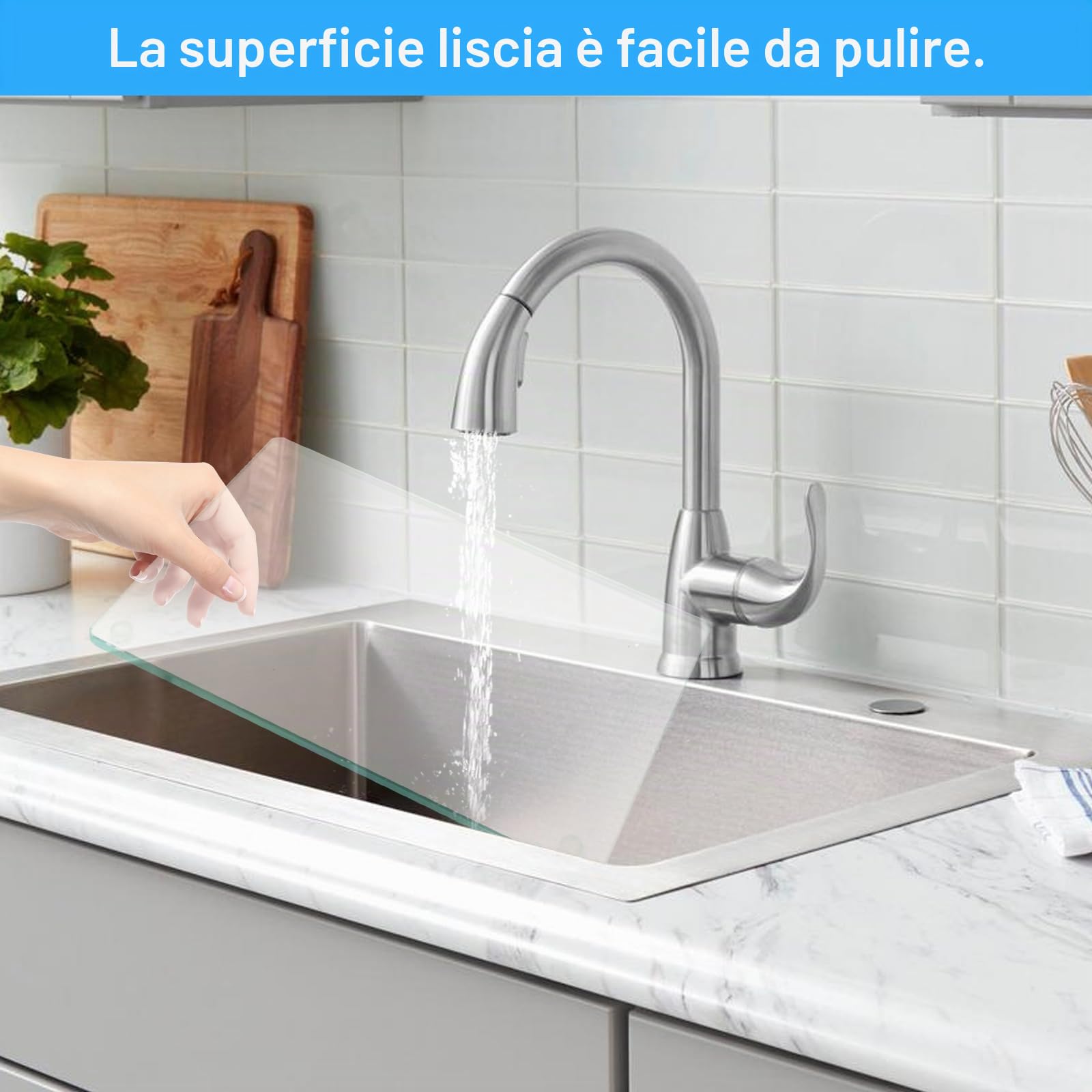 2Pcs Tagliere in vetro temperato,tagliere trasparente,Tagliere in vetro da cucina,con piedini in silicone antiscivolo,esistente al calore e ai graffi,per piano di lavoro cucina,tavolo(40*30cm+30*20cm)