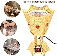 Vista 9 de Quemador de incienso eléctrico de metal, estilo de Oriente Medio, quemador de incienso eléctrico de mesa, para hogar, oficina, yoga, decoración