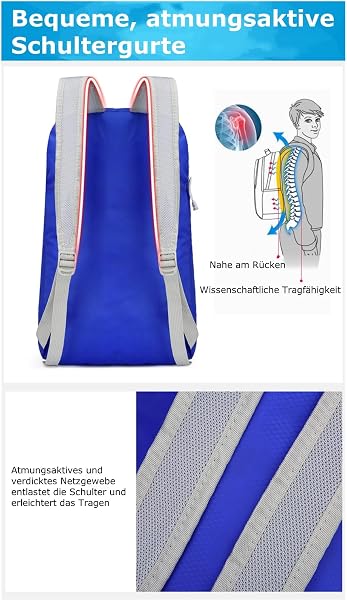 2 Faltbarer Ultraleichte Wasserdicht Rucksack,Wanderrucksack Reiserucksack Tagesrucksack Packbare Outdoor Rucksack für Herren Damen Camping Trekking Outdoor - 5