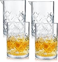 Set of 4 Crystal Clear 24oz Cocktail Mixing Glasses - Thick Bottom Stirring Pitchers for Bartenders & Home Bars
