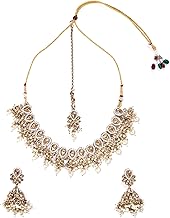 Kulin Traditional Kundan Pearl Choker Necklace Set with Earrings – Gold & White Beaded | Best For Gifting & Special Occasion | Jewellery Choker Set for Women
