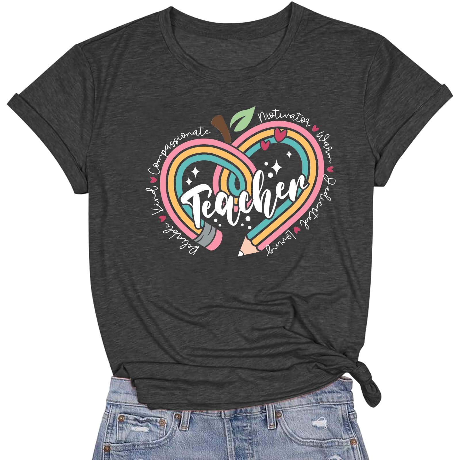 Teacher Shirts for Women Teacher Appreciation Tshirts Flower Graphic Tees for Women