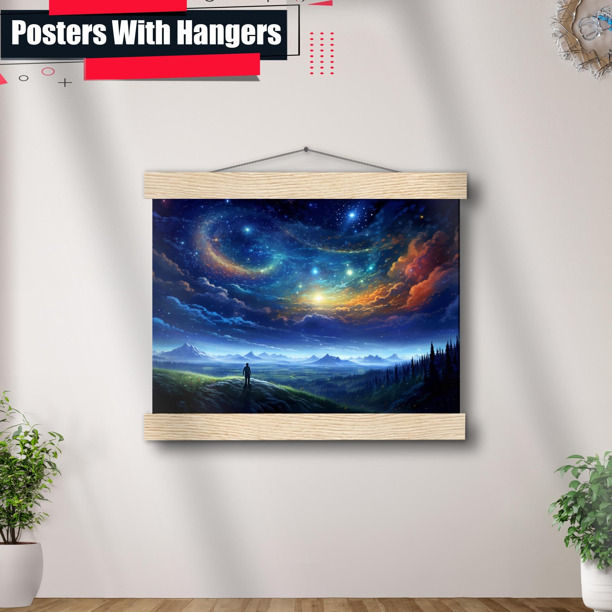 Amazon.com: Night Starry Sky, Landscape On Colorful poster Print