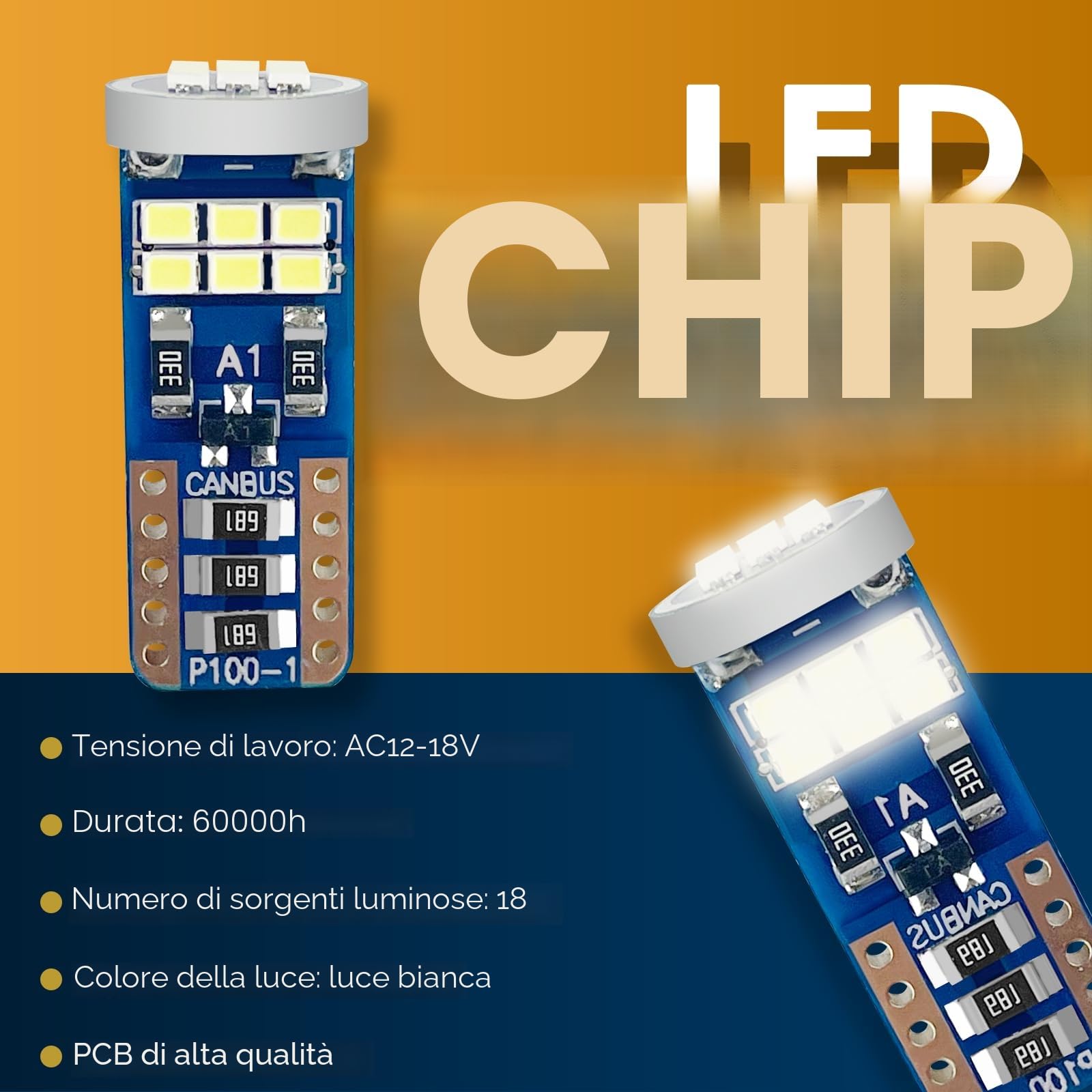 10PCS Lampadine LED T10 W5W 6500K (Bianco), Canbus Senza Errori, Alta Luminosità, Lunga Durata - Illuminazione Interna Auto, Cupola, Plafoniera Aspettar
