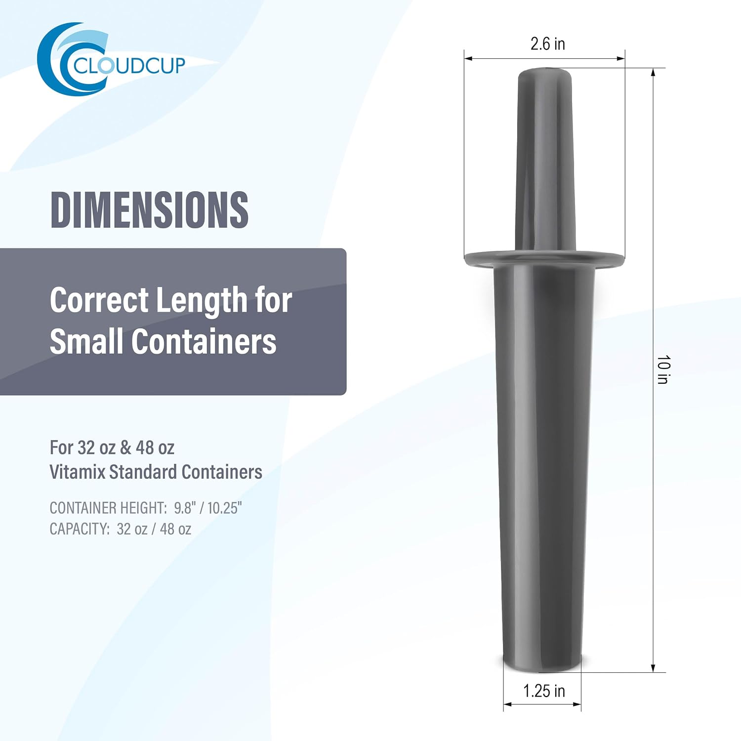 Plunger Replacement Blender Tamper Tool Small Mini Plunger for Vitamix Accessories Tamper Replacement Parts E310 Blender, Standard Container 32 Oz, 48 Oz