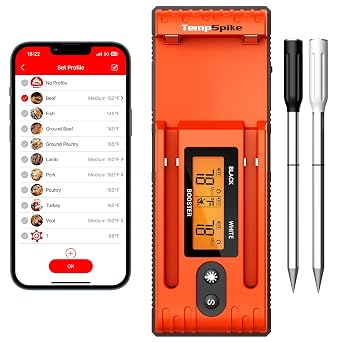 ThermoPro TP962 Twin TempSpike Tam Kablosuz  ift Problu Ak ll  Et Termometresi, 150m Menzilli Bluetooth Barbek  ve F r n Is   l er