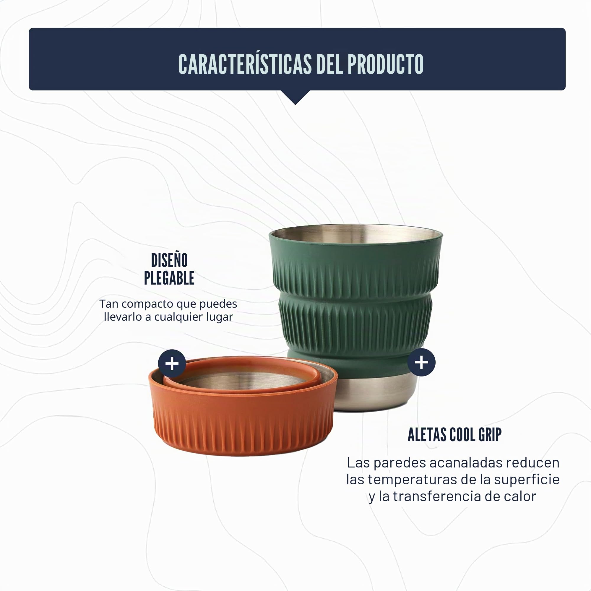Sea to Summit Detour - Taza plegable de acero inoxidable de 16 onzas, corona de laurel verde
