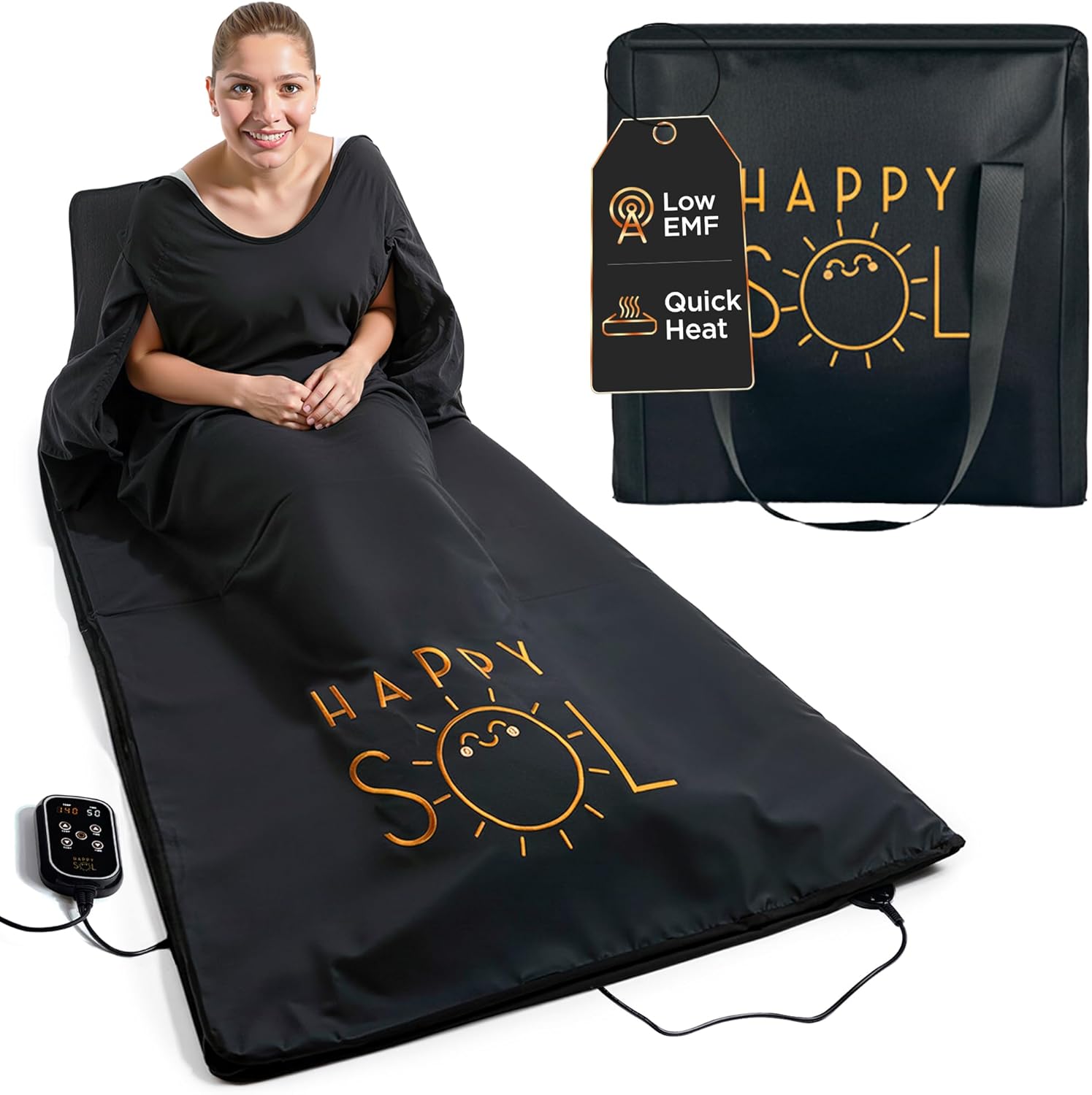 Far Infrared Sauna Blanket for Home, Portable Infrared Sauna Blanket for Therapy, Convenient Arm Holes, Sauna Blanket for Detox, Suitable for Relaxation and Exercise Recovery, Very Low EMF