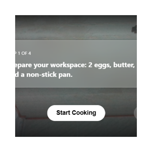 An augmented reality assistant that overlays real-time cooking instructions and timers directly onto your kitchen workspace.