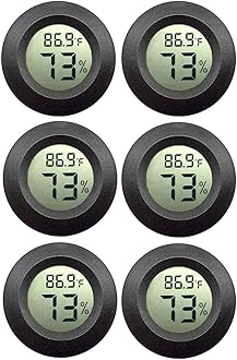 JEDEW 6-Pack Mini Hygrometer Humidity Gauge Indoor/Outdoor Thermometer Digital LCD Humidity Meter Monitor for Humidifiers Dehumidifiers Greenhouse Basement Cigar Fahrenheit(„‰) or Celsiu(„ƒ)
