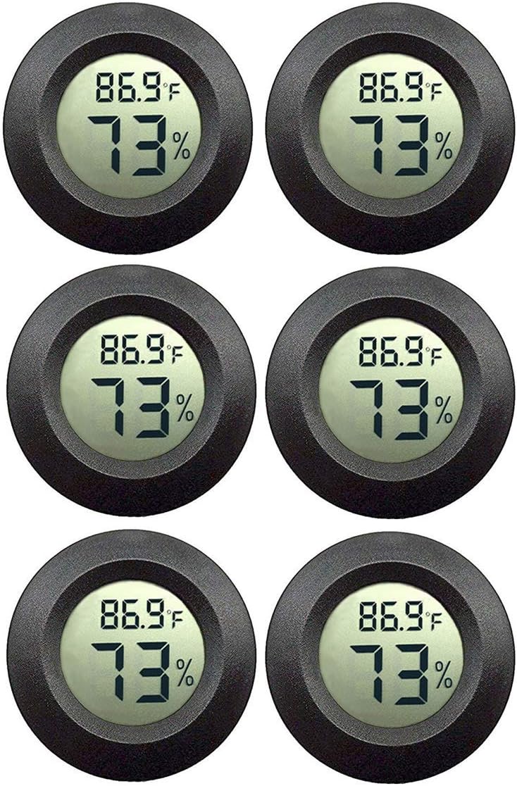 JEDEW 6-Pack Mini Hygrometer Humidity Gauge Indoor/Outdoor Thermometer Digital LCD Humidity Meter Monitor for Humidifiers Dehumidifiers Greenhouse Basement Cigar Fahrenheit(„‰) or Celsiu(„ƒ)