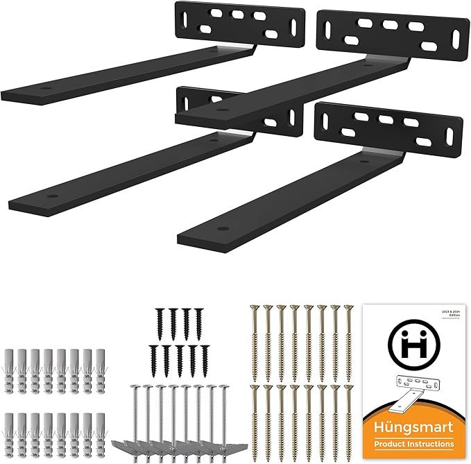 Hüngsmart 4 x L Shelf Brackets (10.5" D x 5" W x...
