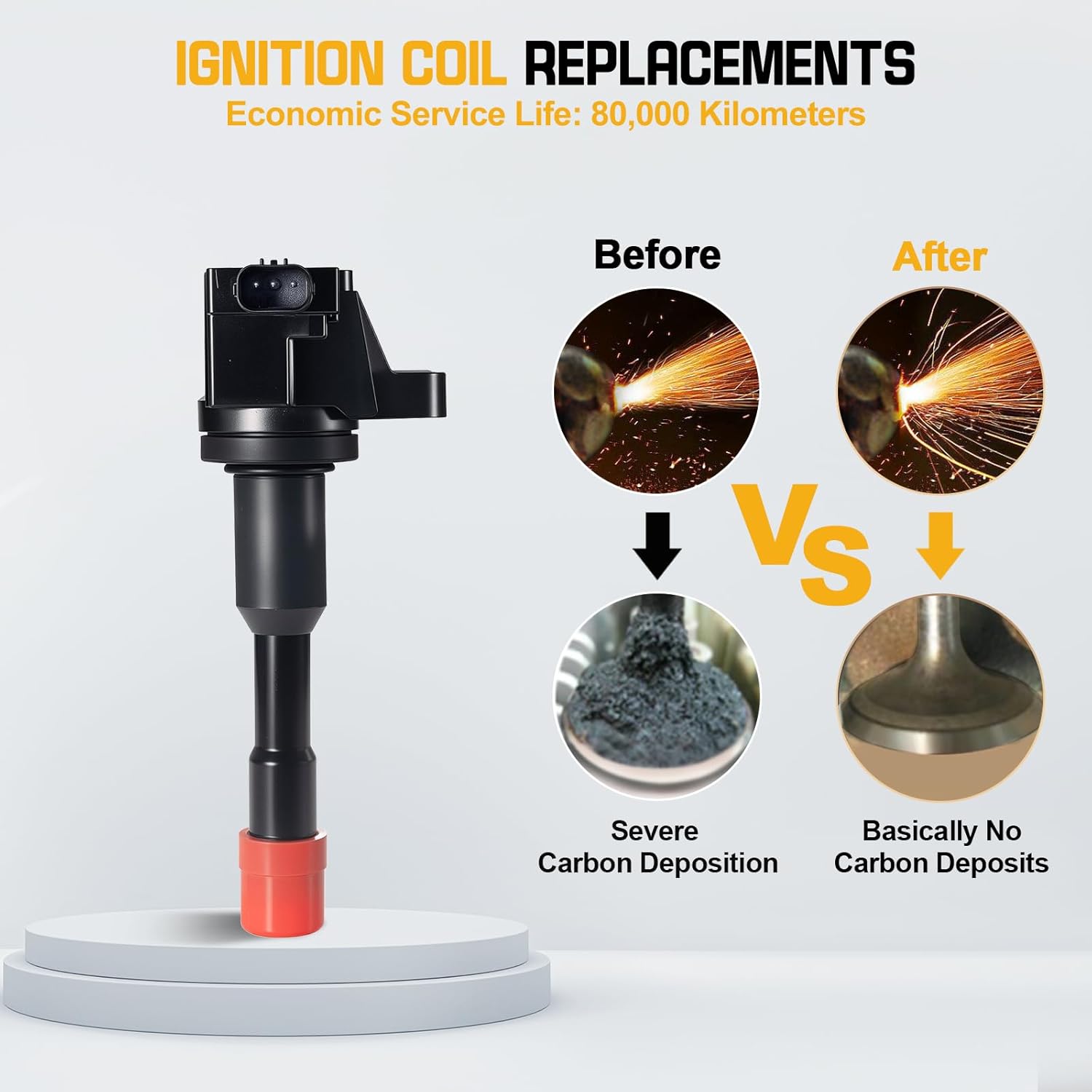 4Pcs Ignition Coil Pack Replacement for Honda Civic Hybrid 03 04 05 06 07 08 09 10 11 1.3L L4 UF374 C1408 5C1405, Front