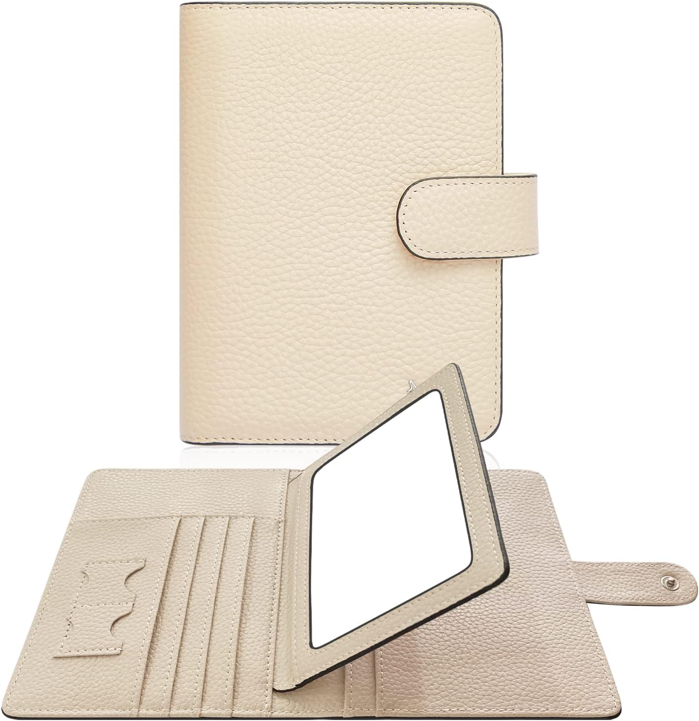 Passport Holder Women, Genuine Leather Passport Wallet RFID Blocking for Men and Women, Passport Cover with Snap Closure Fit for Immunization Record Card Beige Passport Holder Women, Genuine Leather Passport Wallet RFID Blocking for Men and Women, Passport Cover with Snap Closure Fit for Immunization Record Card Beige