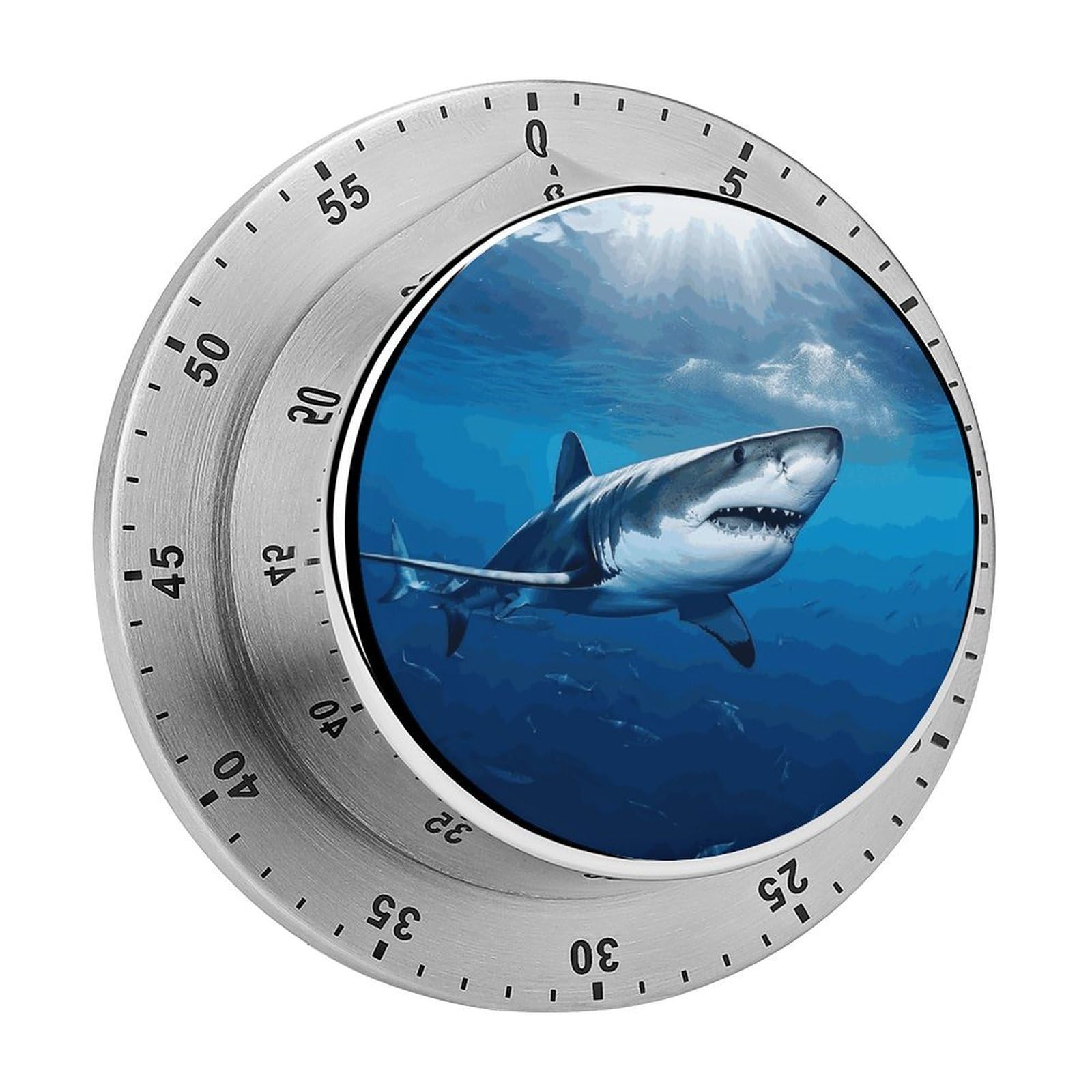 Ocean Sea Animal Shark Timer No Batteries Required Wind Up Timer with Loud Alarm Stainless Steel Body Exquisite Visual Mechanical Timers Magnetic Countdown Kitchen Timers for Cooking