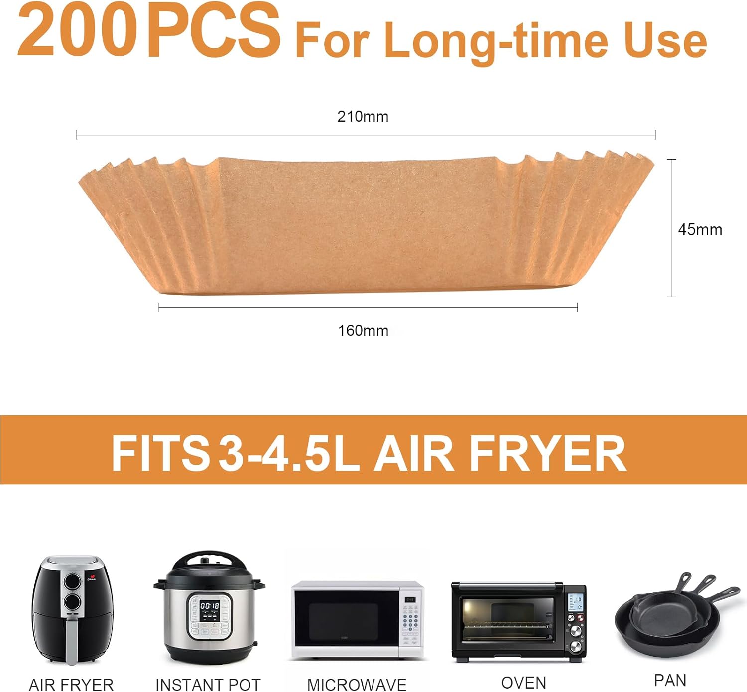 AiQInu Square Air Fryer Paper, 200 Pieces 16-20 cm Food-Grade BPA Free Disposable Parchment Paper, Non-stick Oil Oven Paper for 3-4.5L Air Fryer and Microwave